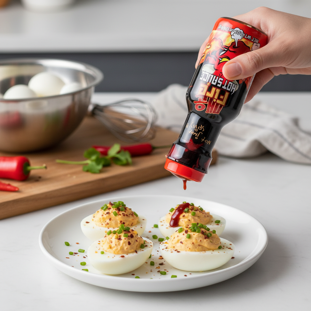 Illustration for Recipe #3: Deviled eggs with Fire Bull heat (clean, punchy, high-protein)